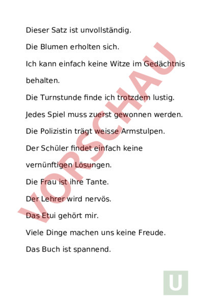 Arbeitsblatt: Teilsätze - Deutsch - Grammatik