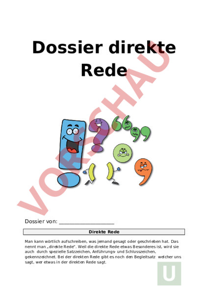 Was Ist Die Direkte Rede Arbeitsblatt: Direkte Rede - Deutsch - Grammatik