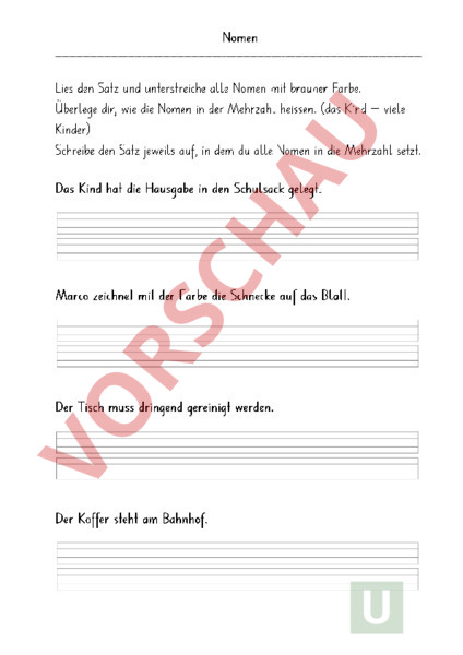 Arbeitsblatt: Nomen Mehrzahl - Deutsch - Grammatik