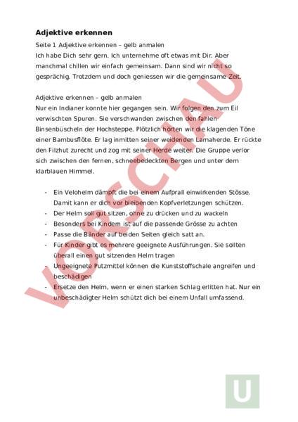 Arbeitsblatt: Adjektiv Dossier 6. Klasse – NTNNJ