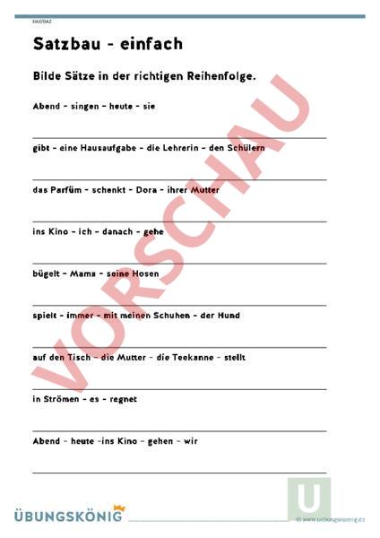 Arbeitsblatt Satzbau 1a pdf Deutsch Grammatik Arbeitsblatt Satzbau 1a pdf Deutsch Grammatik
