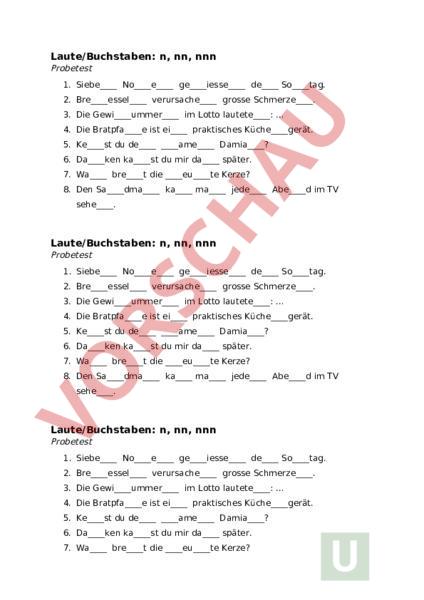 Wörter Mit Doppel Nn In Der Mitte Arbeitsblatt: Doppelkonsonanten n/nn - Deutsch - Rechtschreibung